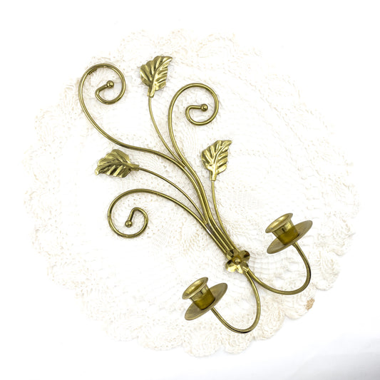 Vintage Wall Mounted Candle Holder with Leaves – Hold Two Candles