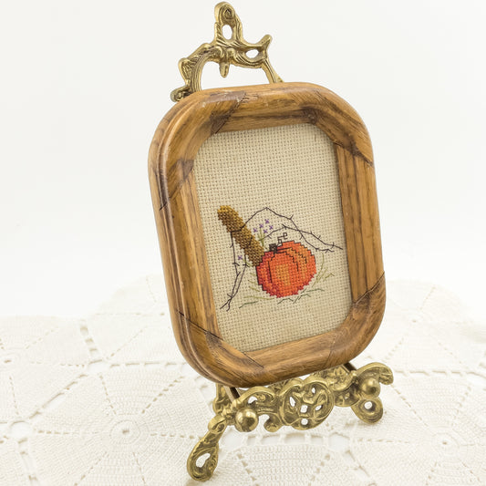 Vintage Mini Pumpkin Framed Cross-Stitch