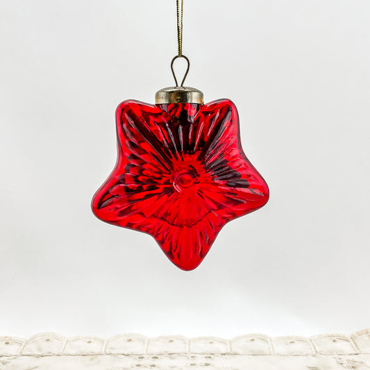 Vintage Red Mercury Glass Star Shape Christmas Tree Ornament | Kugel Style