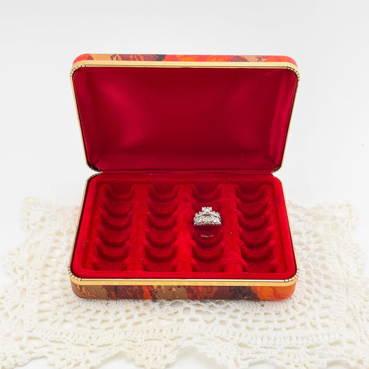 Vintage Jewelry Box | Ring Travel Hard Case | Red & Orange